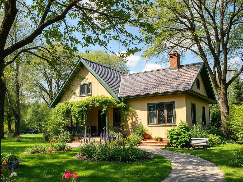 Дом с зеленой крышей